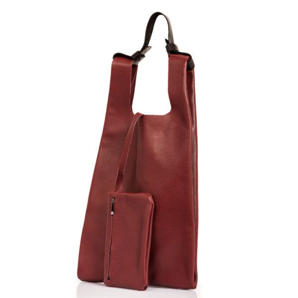 Sac cabas en cuir bordeaux - Cinzia Rossi