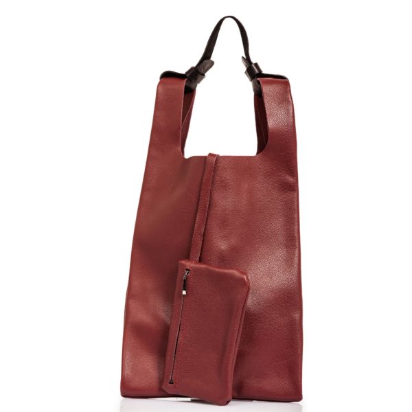 Sac cabas en cuir bordeaux - Cinzia Rossi