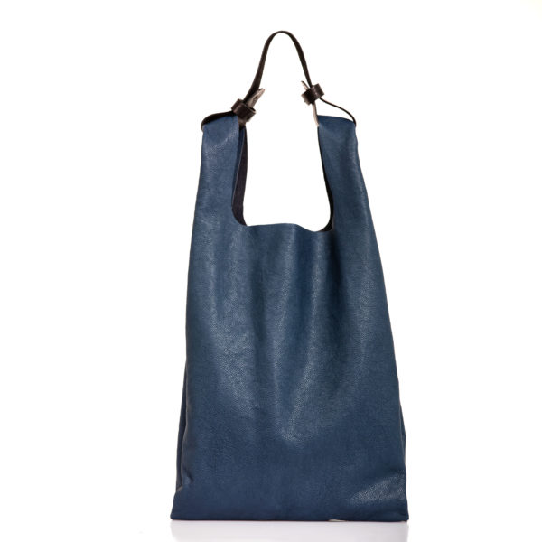 Bolso shopping en cuero azul - Cinzia Rossi