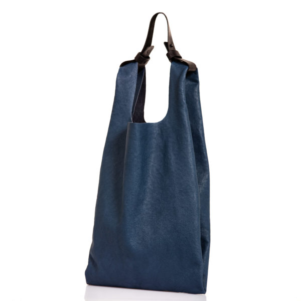 Shopping bag in pelle blu - cinzia rossi