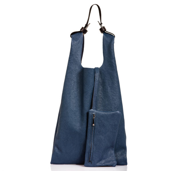 Shopping bag in pelle blu - cinzia rossi