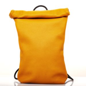 Yellow leather backpack with roll top closure – Cinzia Rossi