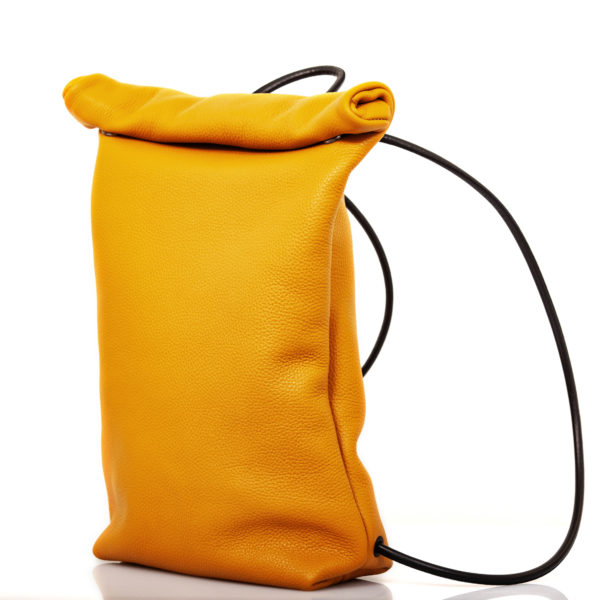 Yellow leather backpack with roll top closure – Cinzia Rossi