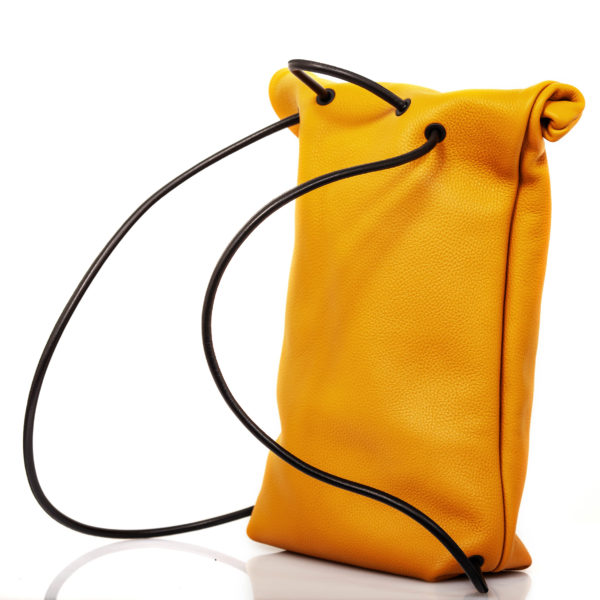 Yellow leather backpack with roll top closure – Cinzia Rossi