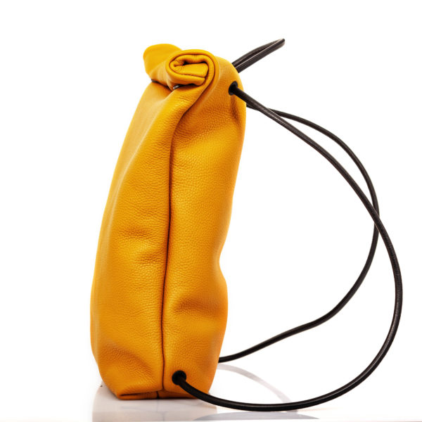 Yellow leather backpack with roll top closure – Cinzia Rossi