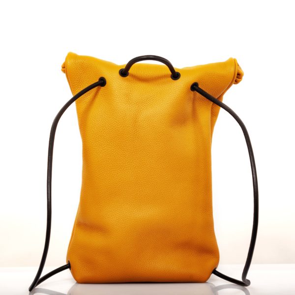 Yellow leather backpack with roll top closure – Cinzia Rossi