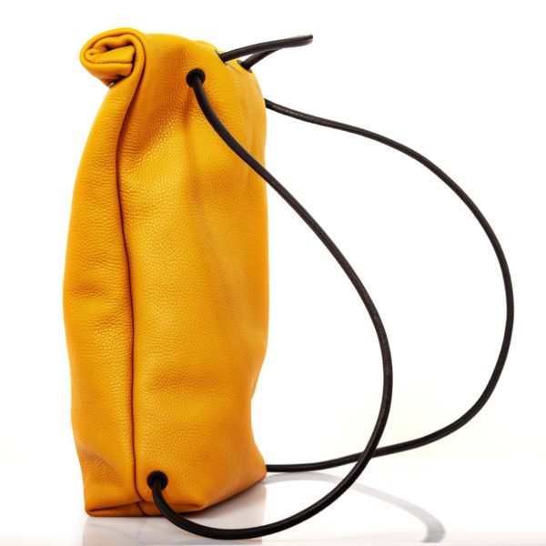 Yellow leather backpack with roll top closure – Cinzia Rossi