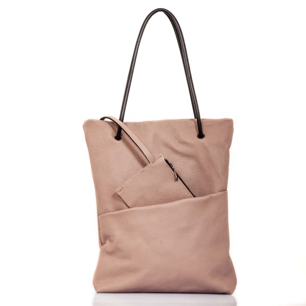 Sac cabas en cuir rose poudré - Cinzia Rossi