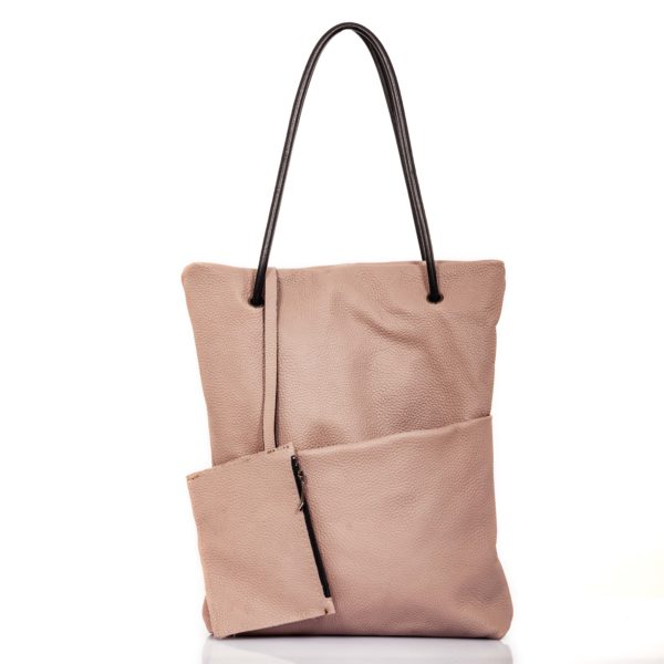 Sac cabas en cuir rose poudré - Cinzia Rossi