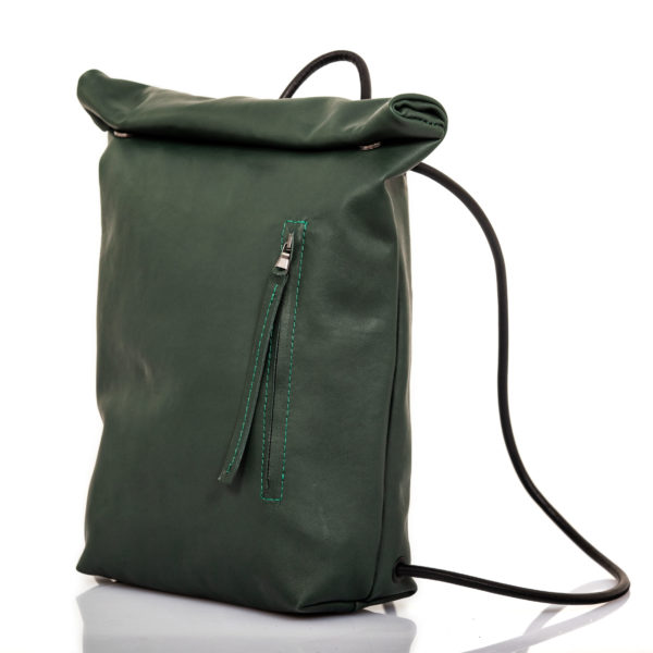 Rucksack mit Rollverschluss aus grünem Leder - Cinzia Rossi