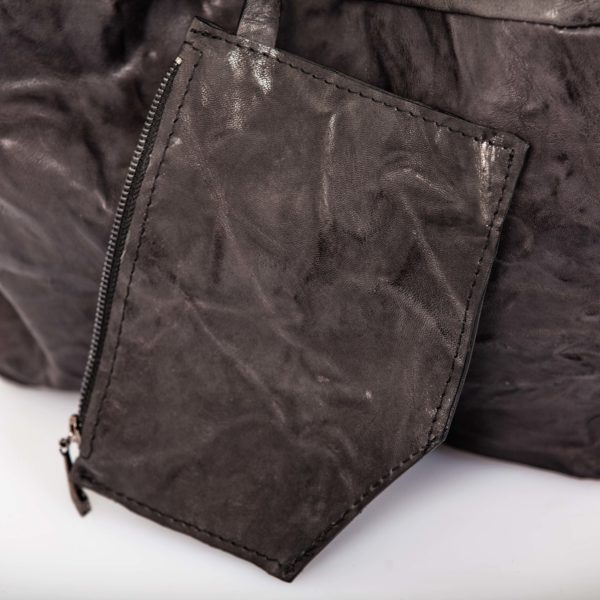 Anthracite leather shopping bag - Cinzia Rossi