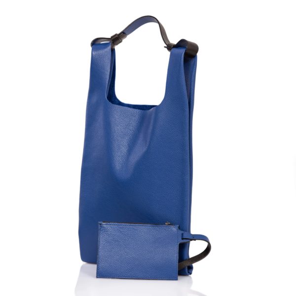 Bolso tote de piel azul cobalto - Cinzia Rossi