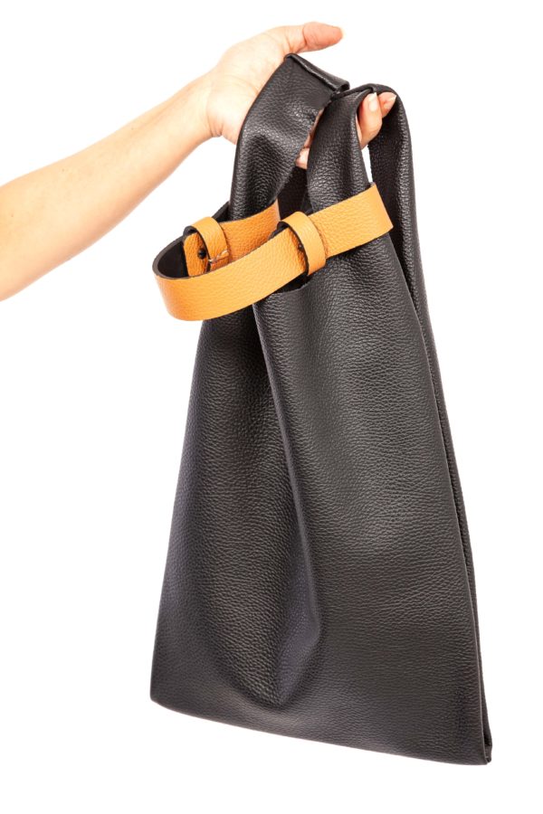 Bolso tote de cuero negro - Cinzia Rossi