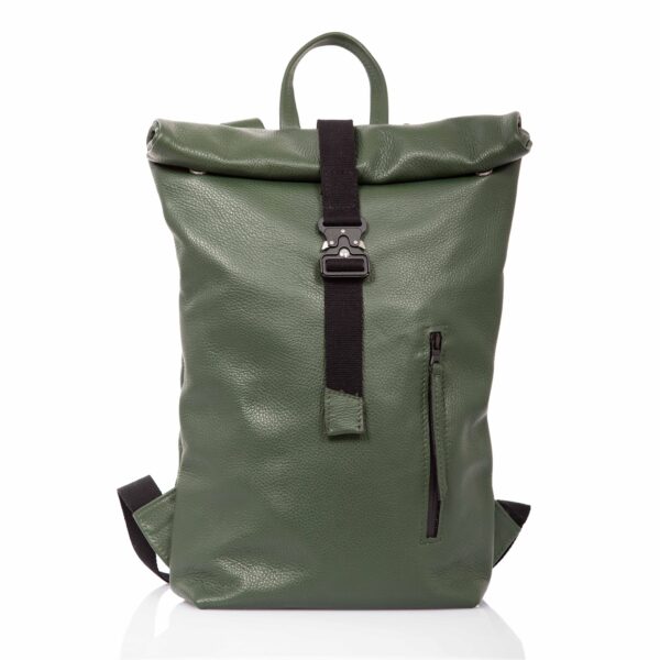 Green leather roll-top backpack  - Cinzia Rossi