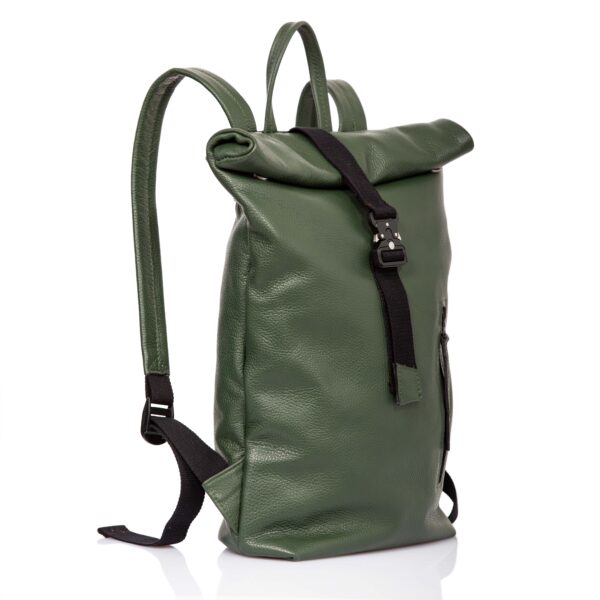 Green leather roll-top backpack  - Cinzia Rossi