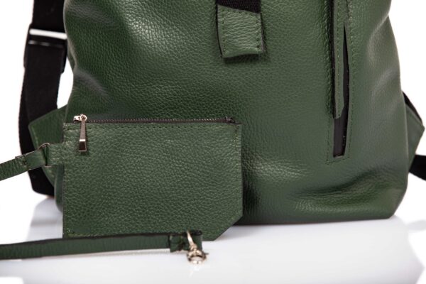 Green leather roll-top backpack  - Cinzia Rossi