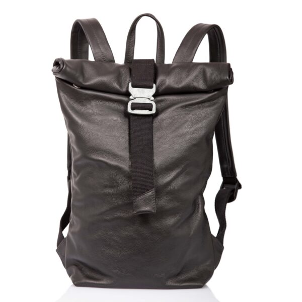 Roll-top closure leather backpack with buckle - Cinzia Rossi