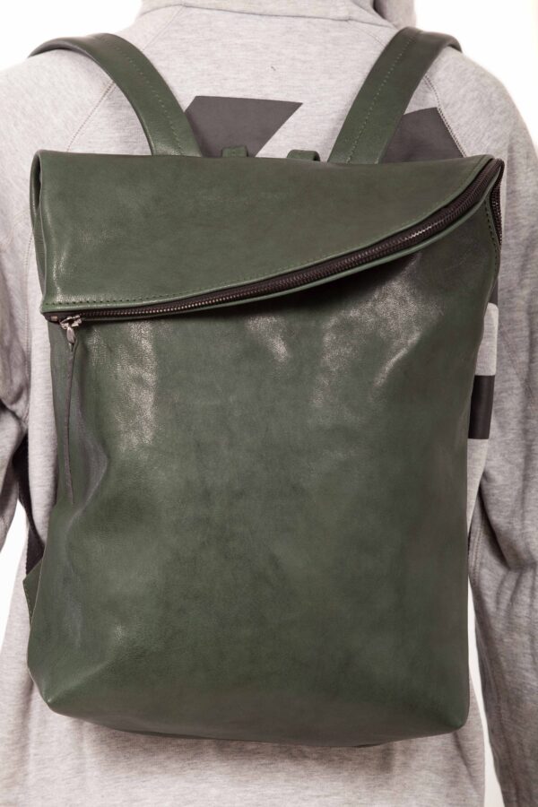 Bottle green leather backpack - Cinzia Rossi