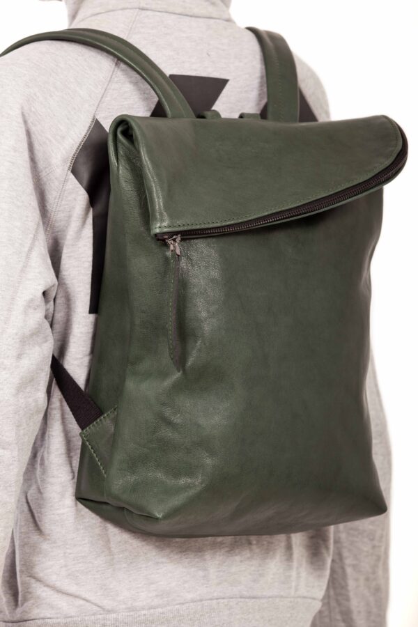 Bottle green leather backpack - Cinzia Rossi