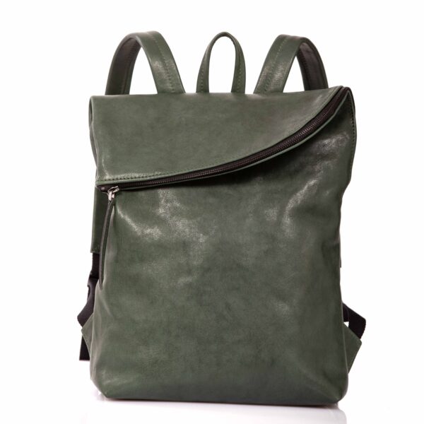 Bottle green leather backpack - Cinzia Rossi