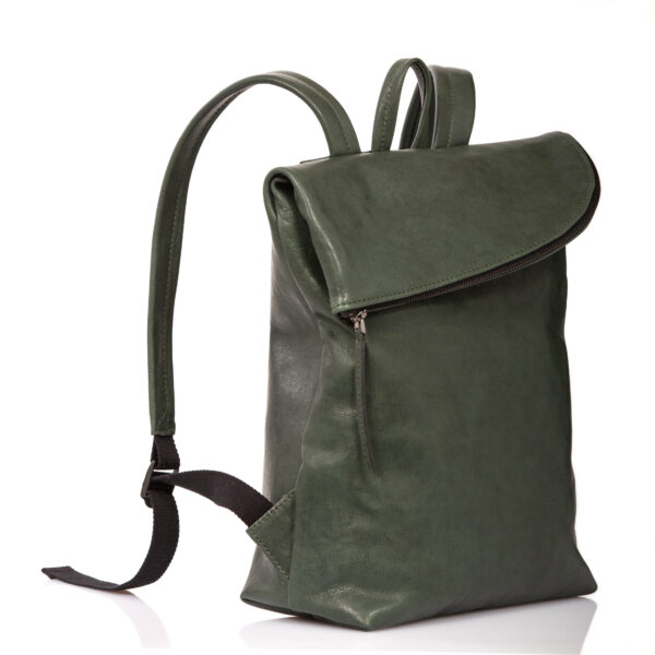 Bottle green leather backpack - Cinzia Rossi