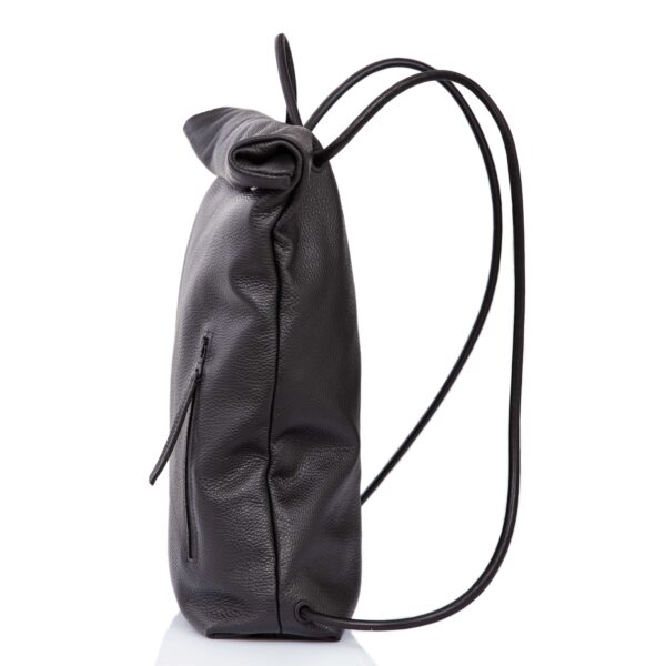 Black leather roll-top backpack - Cinzia Rossi