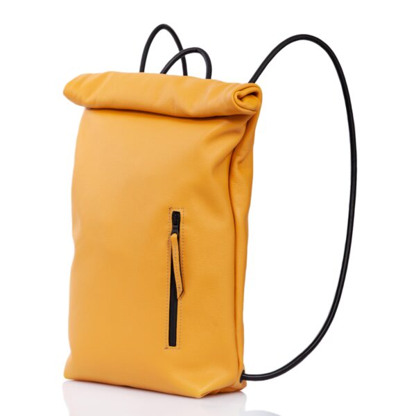 Yellow leather roll-top backpack - Cinzia Rossi