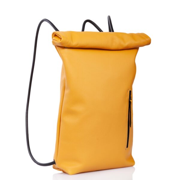 Yellow leather roll-top backpack - Cinzia Rossi