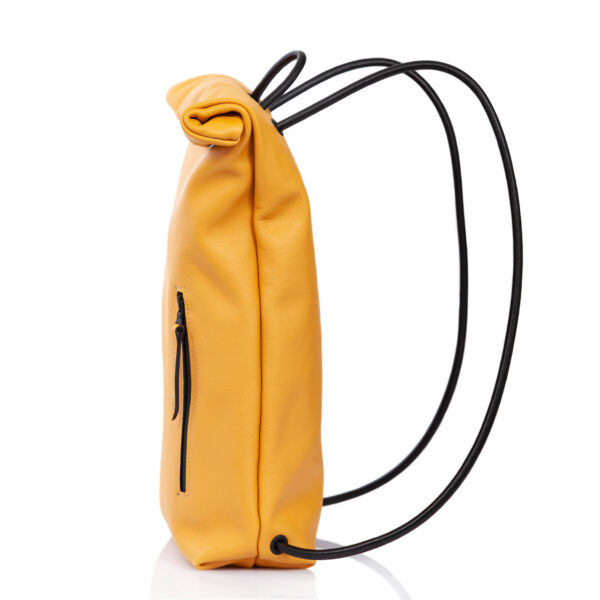 Yellow leather roll-top backpack - Cinzia Rossi