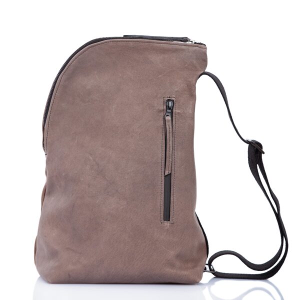 Taupe leather one-shoulder backpack - Cinzia Rossi