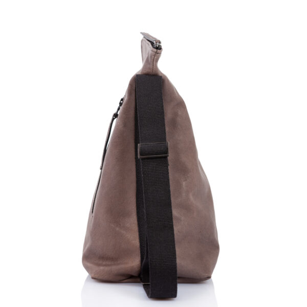 Sac à dos asymétrique en cuir taupe - Cinzia Rossi