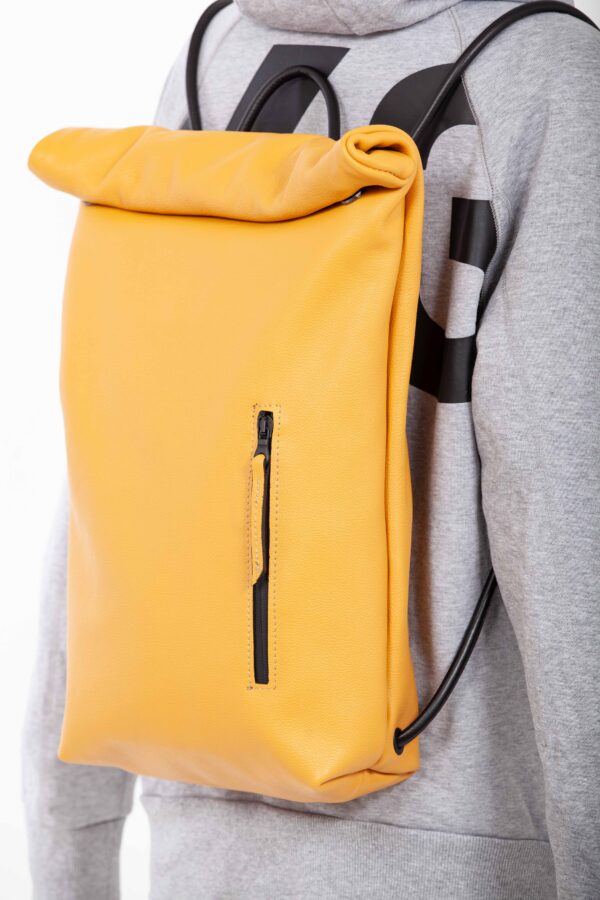 Yellow leather roll-top backpack - Cinzia Rossi