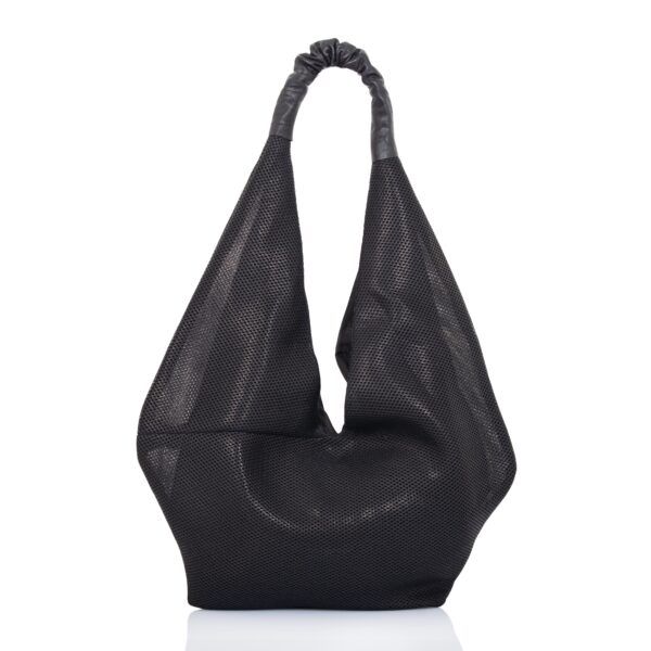 Shopping bag in tessuto tecnico traforato nero - Cinzia Rossi