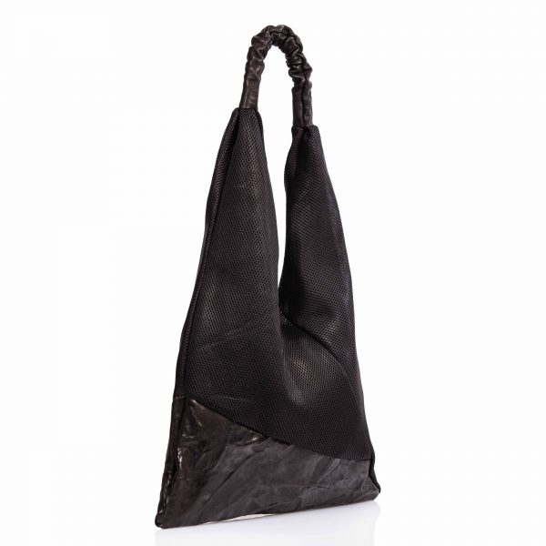 Shopping bag in pelle e tessuto - Cinzia Rossi