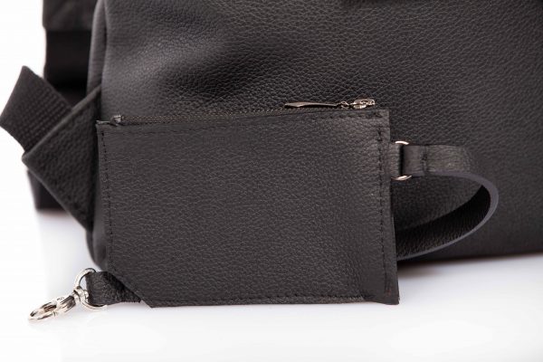 Rolltop-Rucksack aus schwarzem Leder – Cinzia Rossi