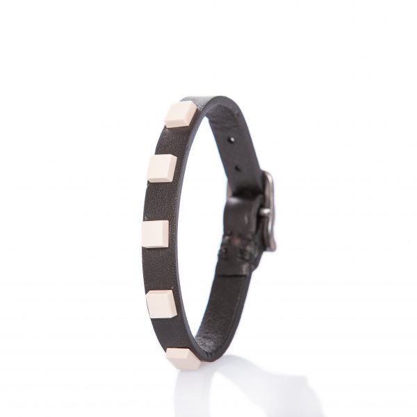 Leather bracelet with pink studs - PARTY / MONSTR