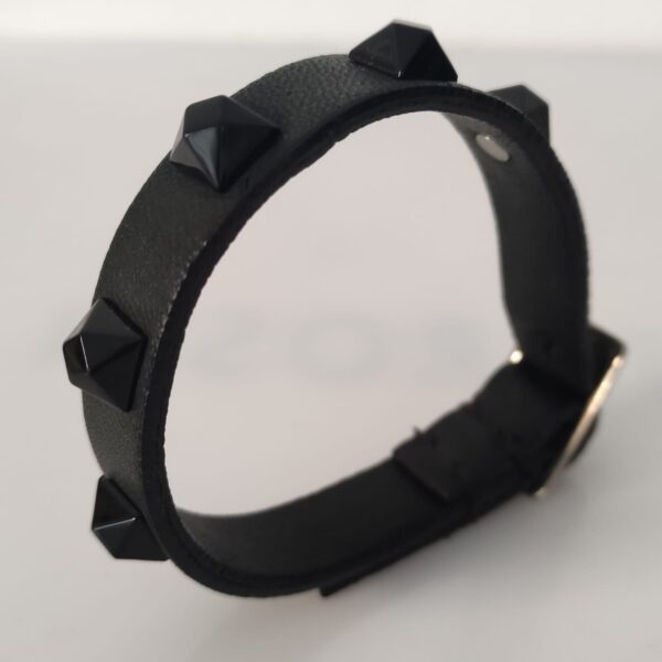 Bracciale in pelle con borchie nere - PARTY/MONSTR